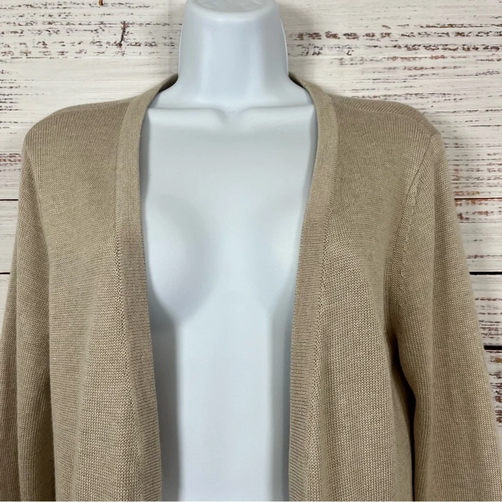 White House Black Market Tan Duster Fringe Long Sleeve Cardigan Sweater
